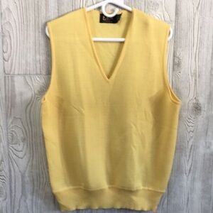 Vintage Leroy Knit Sweater Vest Yellow V-neck Mens Large L